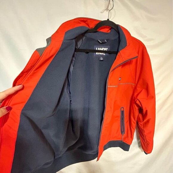 Lands End mens orange and navy jacket. Size large. Brand new! Reflective strip. - Picture 5 of 11
